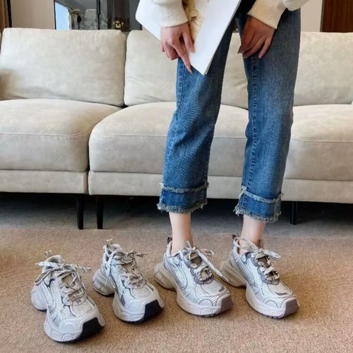 真皮水钻老爹鞋女厚底休闲鞋