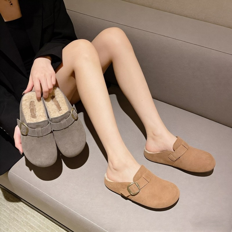 真皮！羊羔毛！专柜商场撤柜断码一字带勃肯包头半拖女G81202-12A,女鞋,包头拖,淘宝优惠券,粉丝福利购,淘宝优惠卷