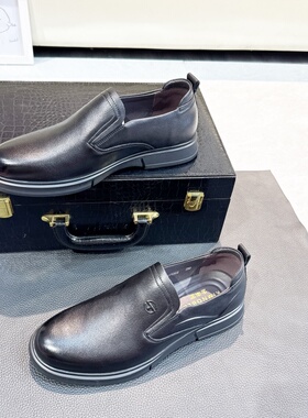 头层牛皮！专柜商场撤柜断码舒适透气一脚蹬商务休闲皮鞋男75522