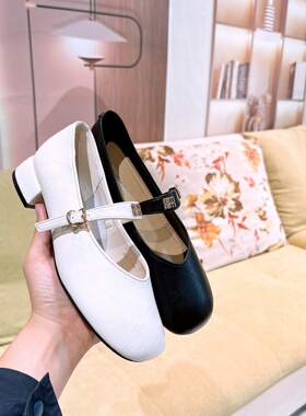 专柜商场撤柜断码粗跟舒适小单鞋浅口一字带玛丽珍鞋女G70935-15