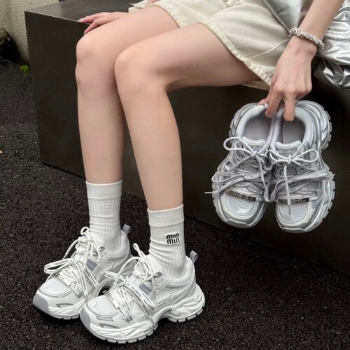 真皮+透网！商场撤柜断码厚底时尚亮片休闲老爹鞋女Z60-588-62