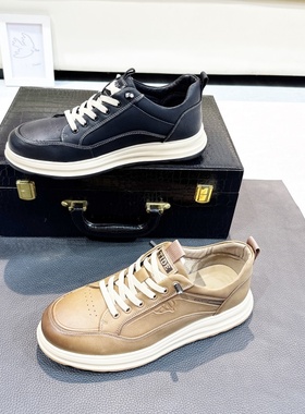 真皮！专柜商场撤柜断码男鞋低帮厚底板鞋休闲皮鞋男轻便5607-3