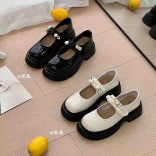 M655768 真皮 珍珠小皮鞋 厚底玛丽珍鞋 专柜商场撤柜断码 女鞋