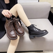短靴马丁靴女G921998 专柜商场撤柜断码 平底粗跟圆头后拉链时尚