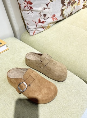 真皮！专柜商场撤柜断码厚底舒适勃肯包头半拖懒人拖女N4717-1