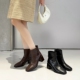 粗跟方头后拉链时尚 洋气时装 短靴女Z6 专柜商场撤柜断码 7657 20A