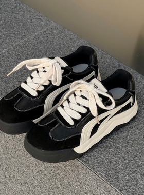 真皮！德训鞋女时尚系带软底百搭舒适运动鞋休闲板鞋Z2-27809-2