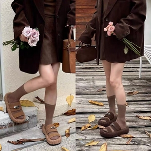 秋冬外穿拖鞋 真皮 专柜商场撤柜女鞋 洋气 M6558898A 毛毛拖鞋