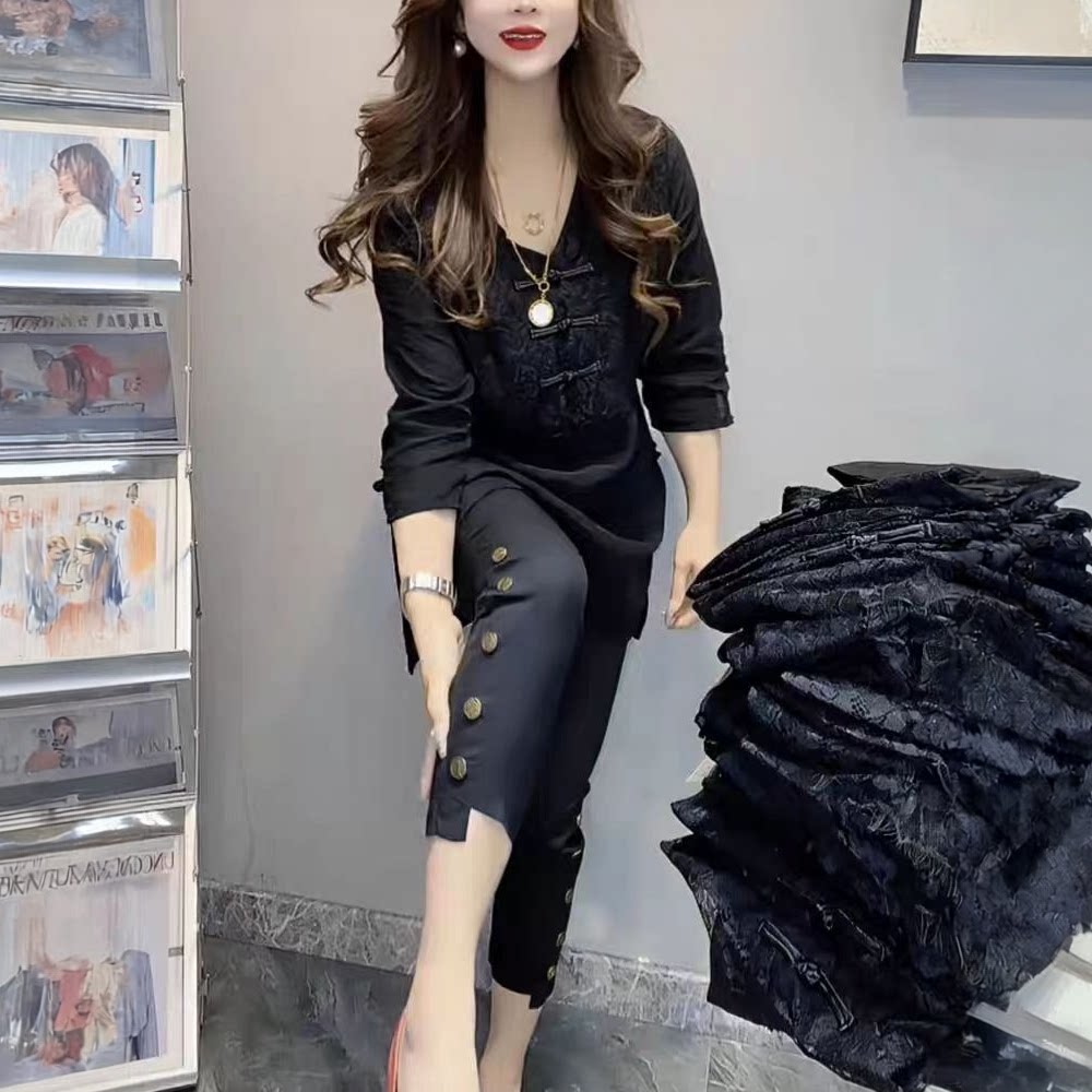 春夏速干不规则九分纸皮萝卜裤女图片