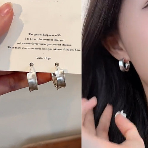 磨砂拉丝不规则时尚耳环银针复古