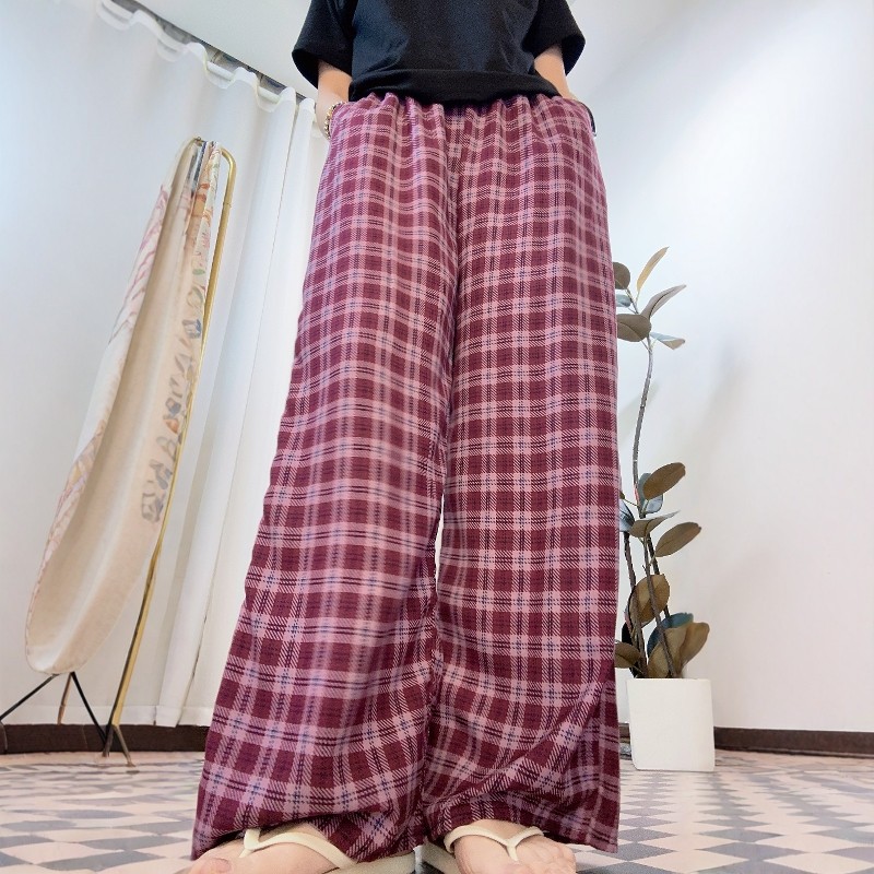 【双口袋】女夏季薄款棉绸宽松休闲阔腿裤居家睡裤可外穿防晒裤