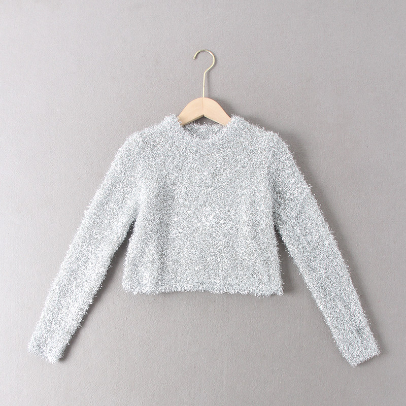 出西班牙单！35.9欧元！重工软亮丝辣妹装短款长袖套头针织毛衣