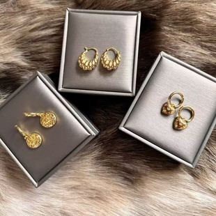 本期新款捡漏！太爱了！高级感冷淡风法式镀金耳环耳饰女新款q228