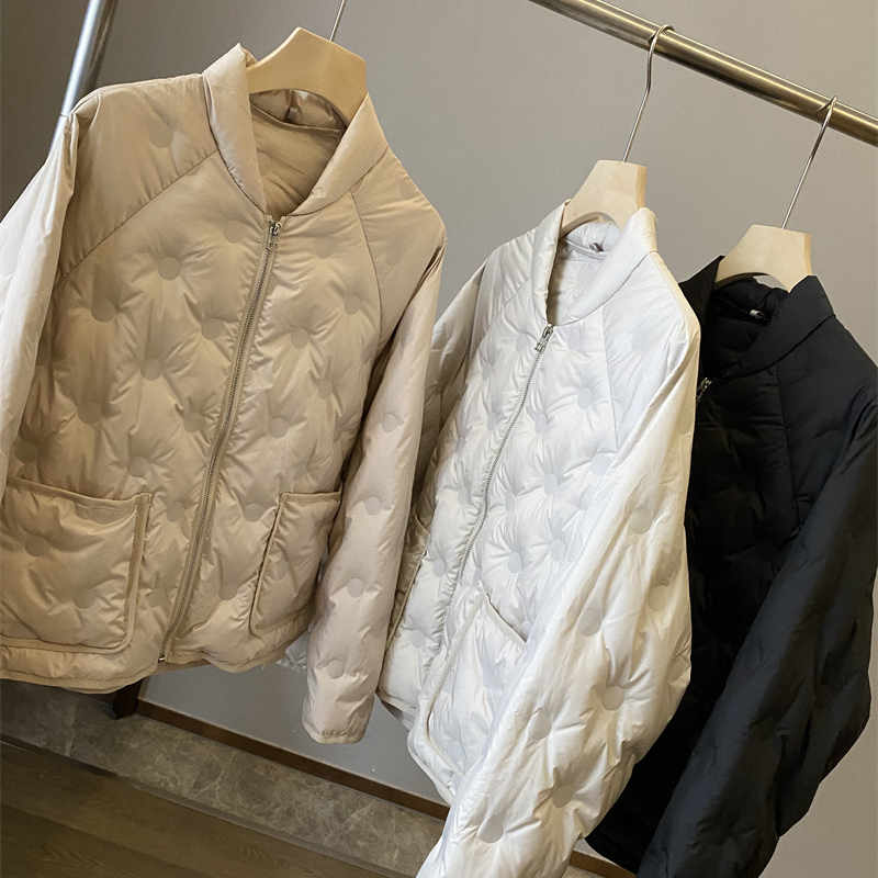 柜2000+轻盈款大朵绒90白鸭绒压胶立领棒球服羽绒服外套女bs1027