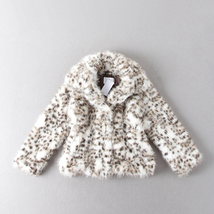 翻领外套 轻奢时髦洋气豹纹色仿皮草毛毛长袖 出西班牙单 柜550