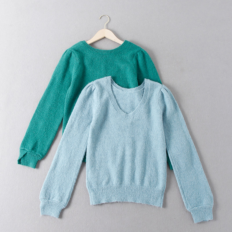 出法国单！39.9欧元！简约百搭羊毛混纺前后领口两穿长袖套头毛衣