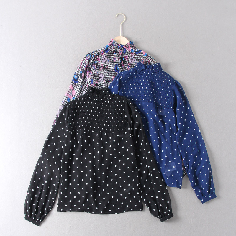 美国单！门店柜子680！女立领木耳边朦胧感微透长袖套头雪纺衫,女装/女士精品,蕾丝衫/雪纺衫,淘宝优惠券,粉丝福利购,淘宝优惠卷