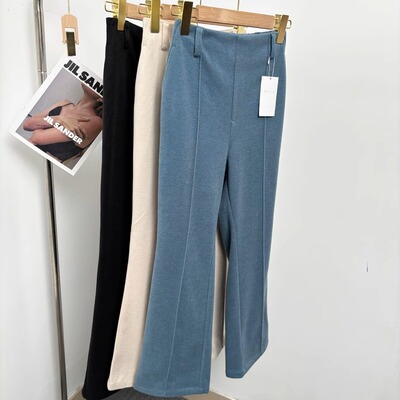 出岛国单！纯原6490日元高腰显瘦绒感弹力舒适微喇休闲裤九分裤