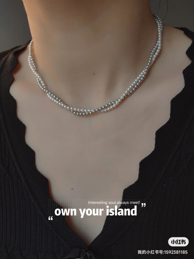 isla孤岛双层叠戴施家珍珠项链真多麻色baby珍珠锁骨链鹅颈链纯银