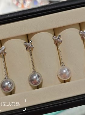 ISLA孤岛10mm铂金灰澳白光耳环女耳线耳坠轻奢小众设计感高级气质