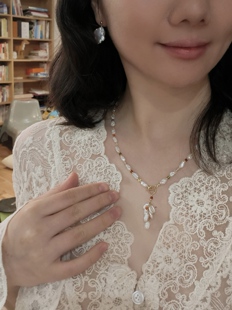 ISLA孤岛原创设计天然淡水keshi珍珠毛衣链长项链流苏彩锆多巴胺