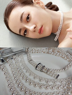 小众轻奢法式 可调节施家珍珠 双排珍珠项链个性 ISLA孤岛热巴同款