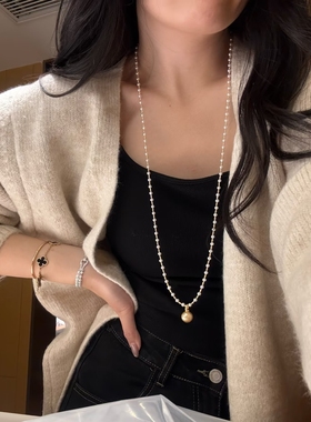 ISLA孤岛双层珍珠项链女轻奢小众设计感锁骨链高级感颈链毛衣链