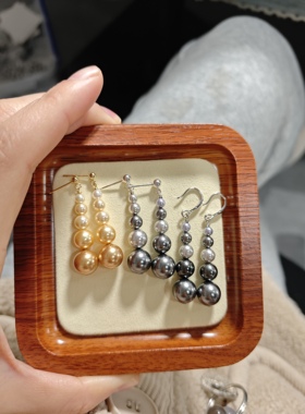 ISLA孤岛新款大溪地黑色真多麻施家仿珍珠渐变耳坠耳环耳线s925银