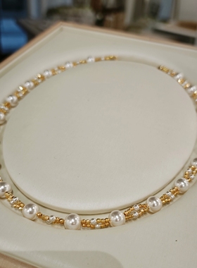 ISLA孤岛澳白光施家珍珠满天星法式高级感女生约会百搭金色项链