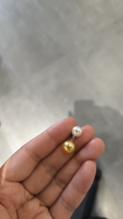 ISLA孤岛双珠耳环施家珍珠8-10mm可晃动通勤百搭轻奢金珠耳钉耳饰