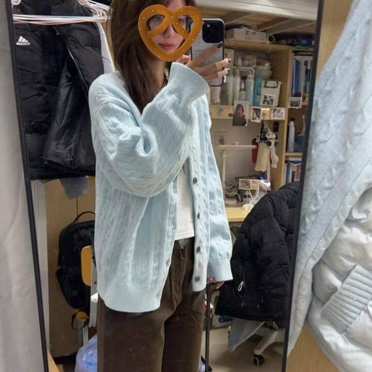 韩系慵懒风麻花纹毛衣外套女秋冬2026新款小香风减龄时尚开衫上衣