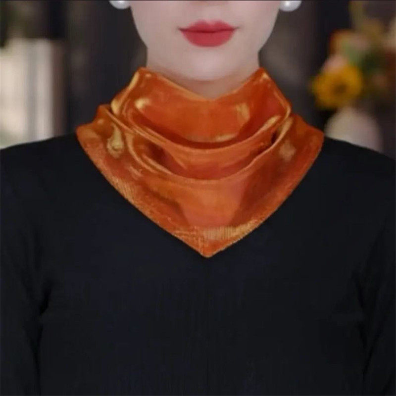 2025春夏新款韩版炫彩磁扣三角巾女时尚百搭护颈丝巾装饰围巾围脖