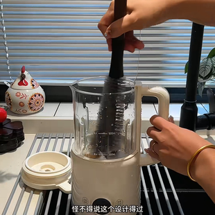 杯子刷子清洗神器胡桃色二合一长柄可拆卸软毛破壁机专用清洁刷