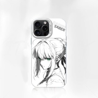 线稿saber彩银适用苹果16pro手机壳iPhone15max11小米14华为mate60荣耀100x200k70p50nova13reno12note11s18
