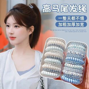 高品质电话线发圈高弹力波点发绳夏天头绳女发饰耐用无痕气质百搭