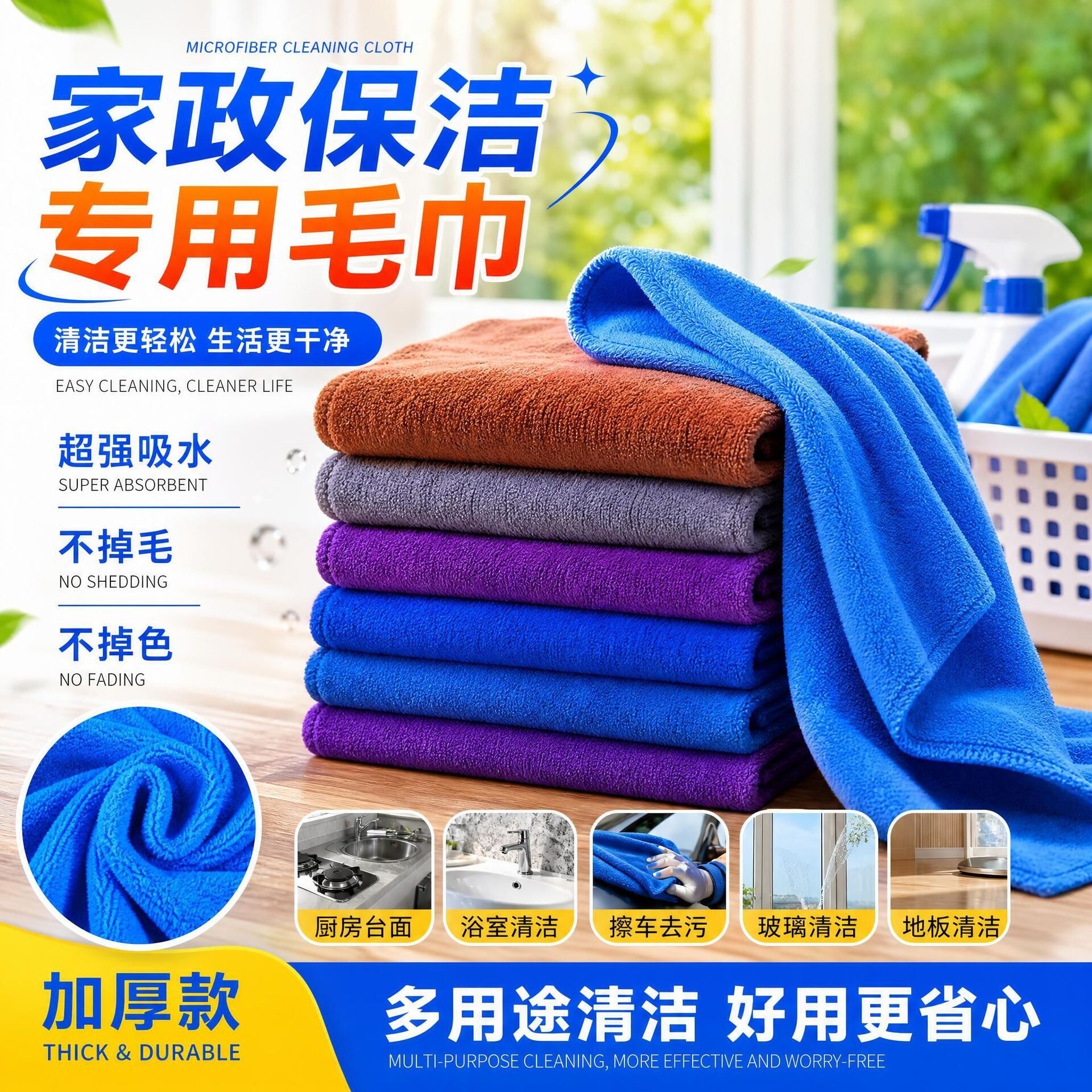 家政保洁加厚吸水不掉毛毛巾