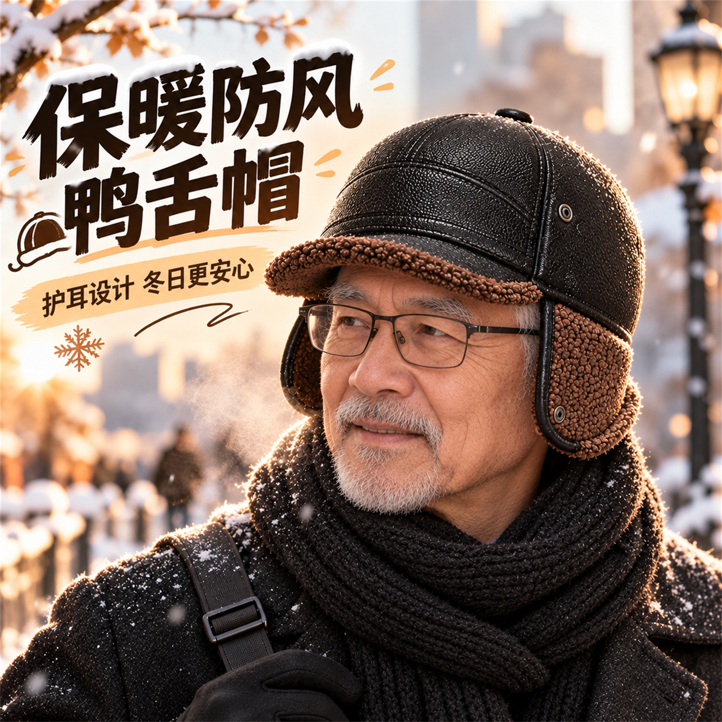 男士帽子护耳棒球帽秋冬季冬天中老年加厚保暖鸭舌帽休闲老人爸爸