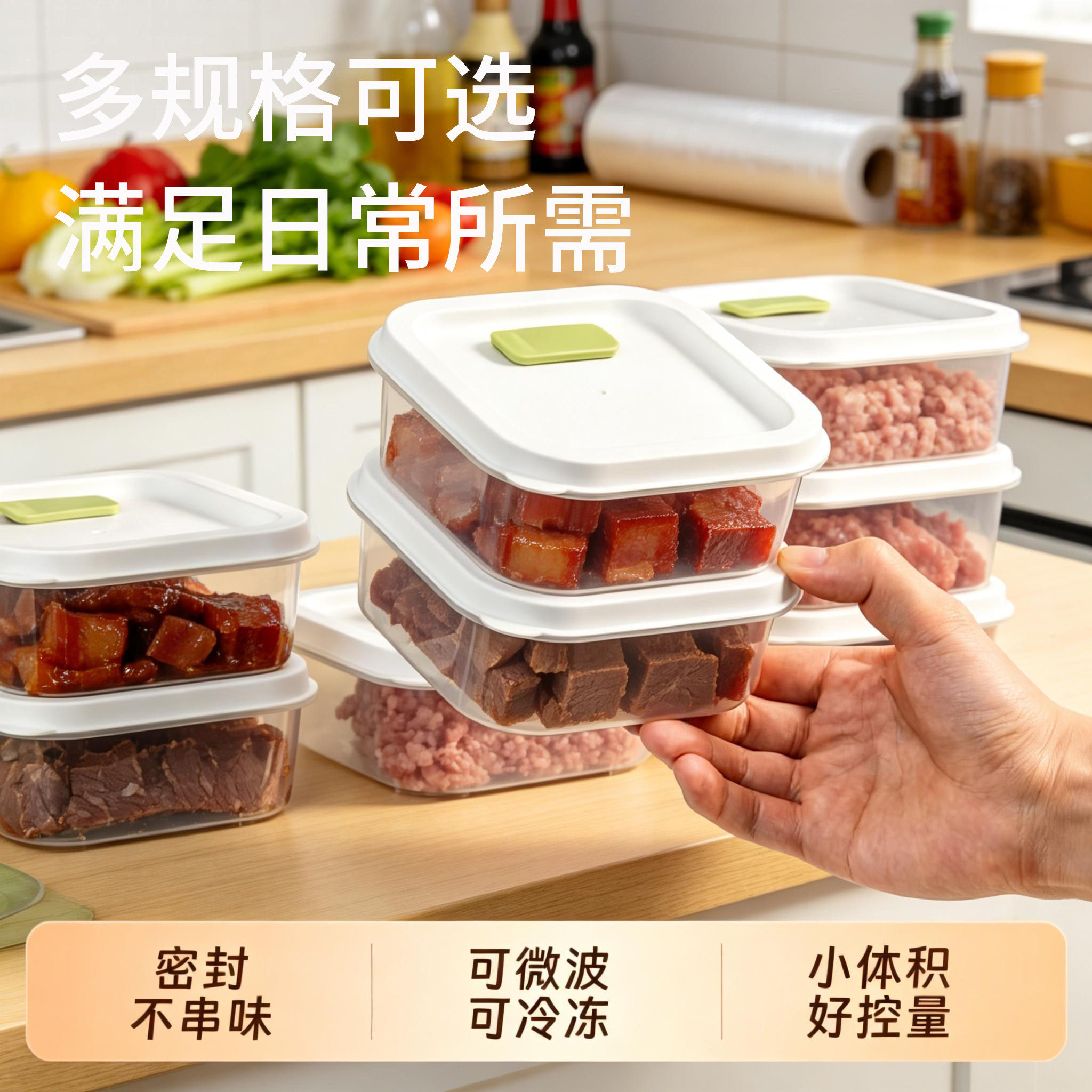 冰箱保鲜盒冷冻肉专用便捷收纳盒可微波加热密封分装盒微波炉