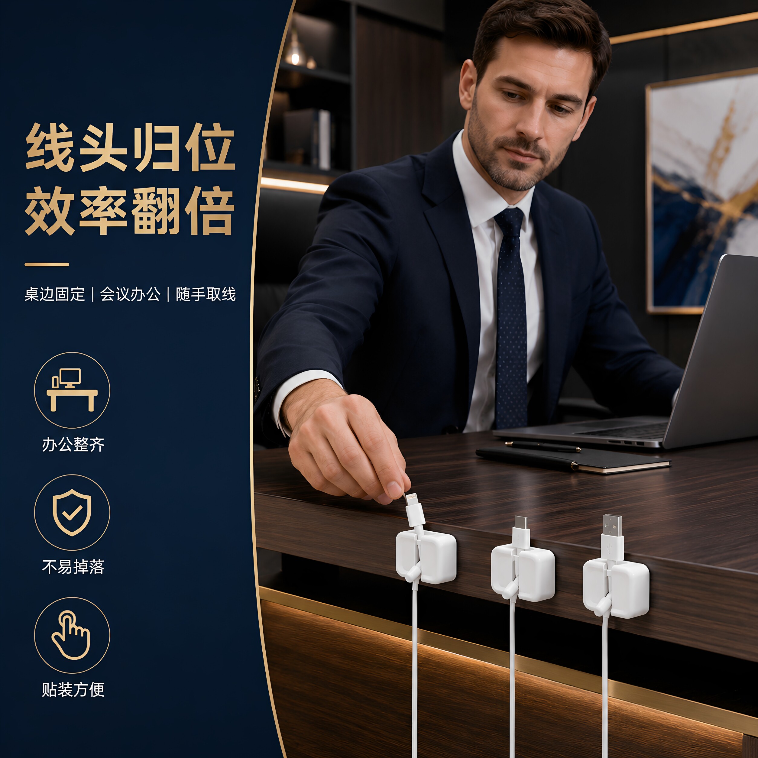 拨杆式开关理线器桌面数据线绕线器插头固定器车内免打孔夹线