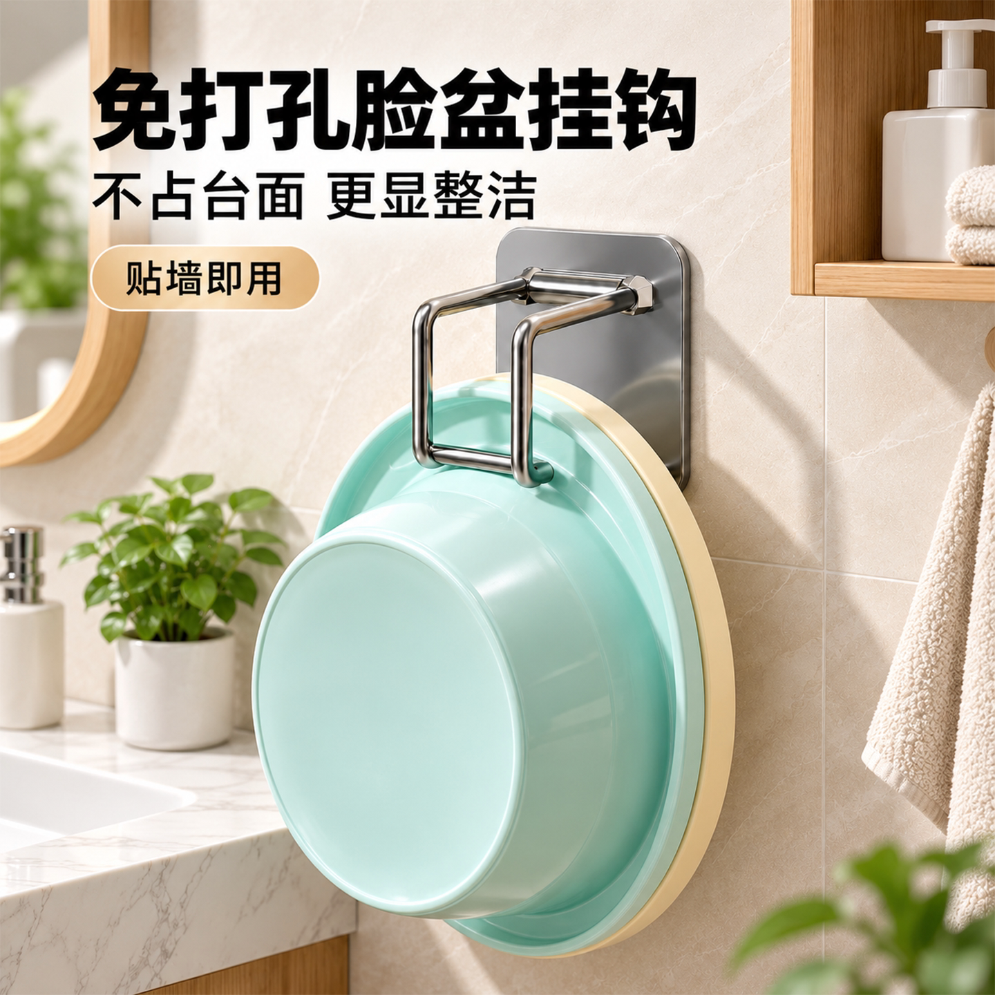 免打孔卫生间脸盆架收纳神器