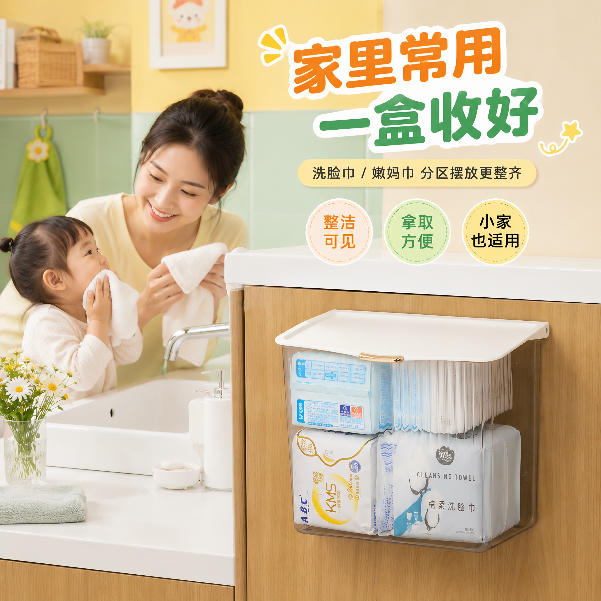 卫生间姨妈巾收纳盒浴室厕所马桶防水免打孔壁挂式卫生巾纸置物架