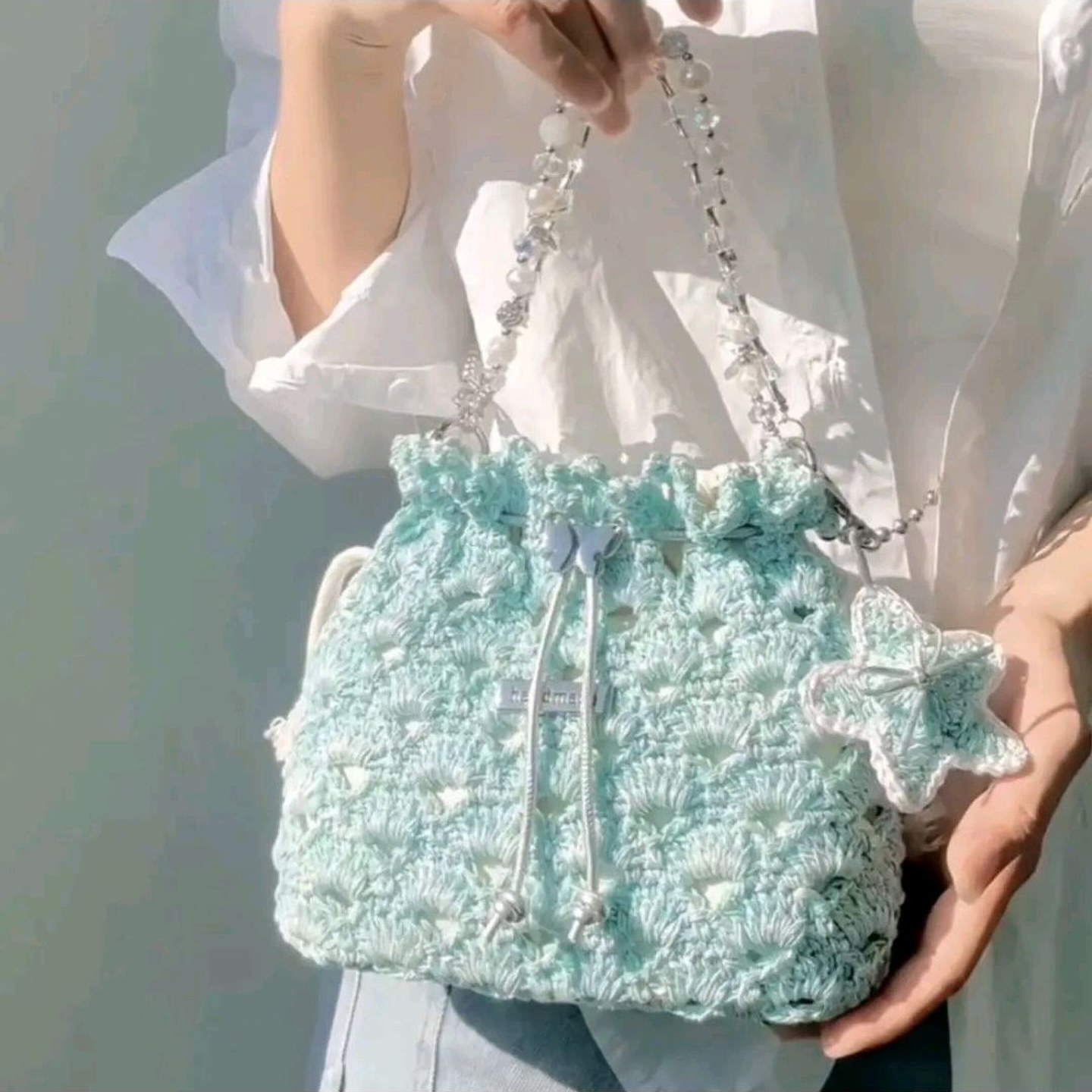 非成品夏日海贝包贝壳包包芯银线手工编织diy材料包钩针斜挎包