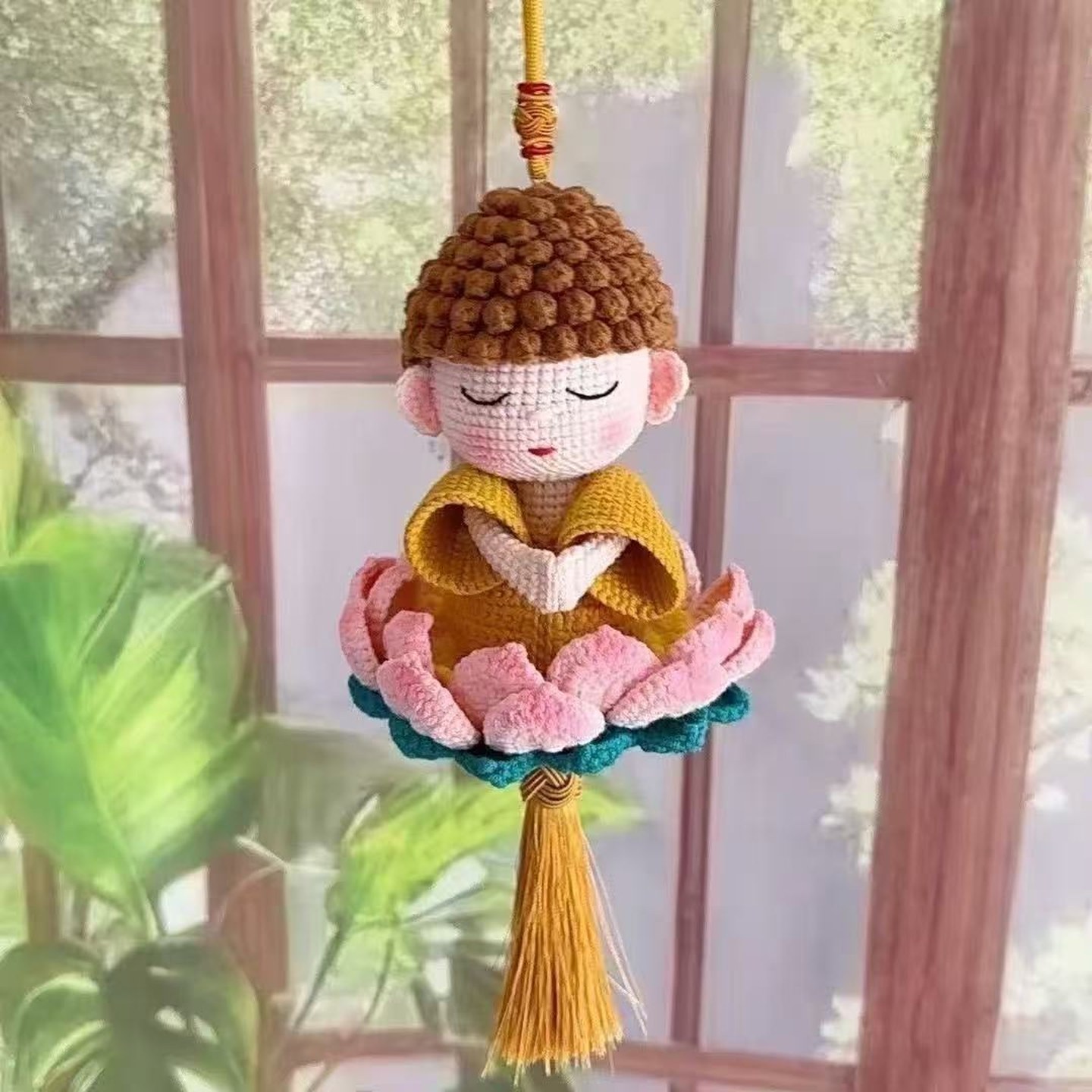 莲花小佛陀手diy钩织毛线材料包全套cm小号新车饰车载挂件