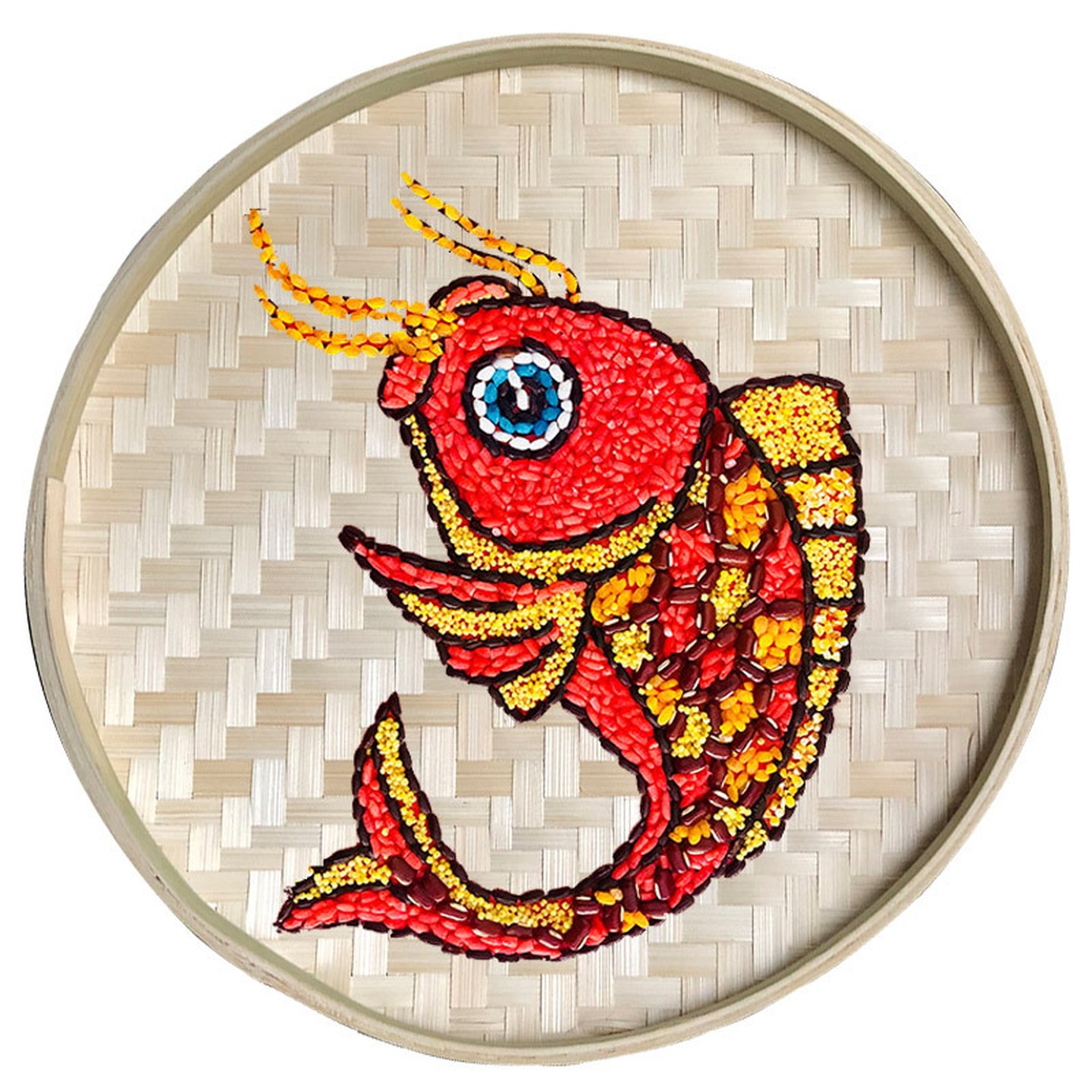 春节新年儿童手工diy五谷粮食竹筛竹匾粘贴画材料包辰龙年种子画