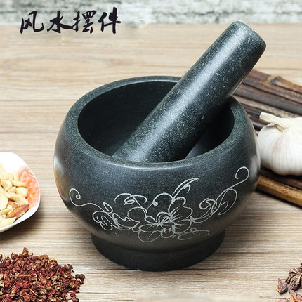 石臼捣药碎辣椒压蒜蓉罐神器家用青石磨手工石对窝大号擂钵研磨器