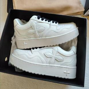 板鞋复古休闲小白鞋厚底增高松糕鞋低帮女鞋子十字花大板牙熊猫鞋