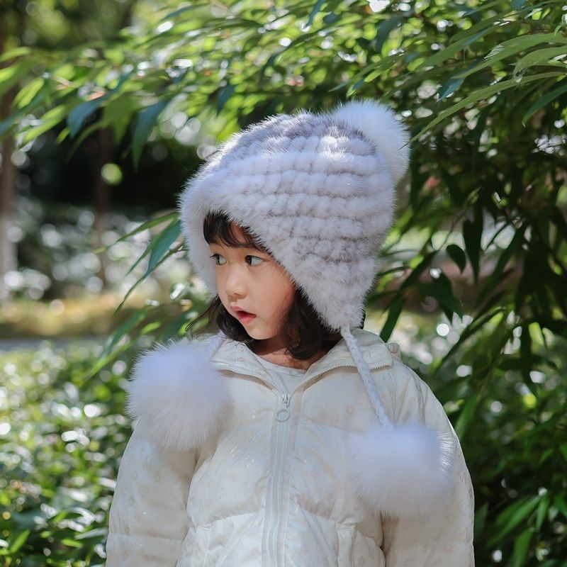 新款儿童护耳帽子 水貂毛编织狐狸毛球球冬季保暖皮草帽亲子学生,服饰配件/皮带/帽子/围巾,帽子,淘宝优惠券,粉丝福利购,淘宝优惠卷