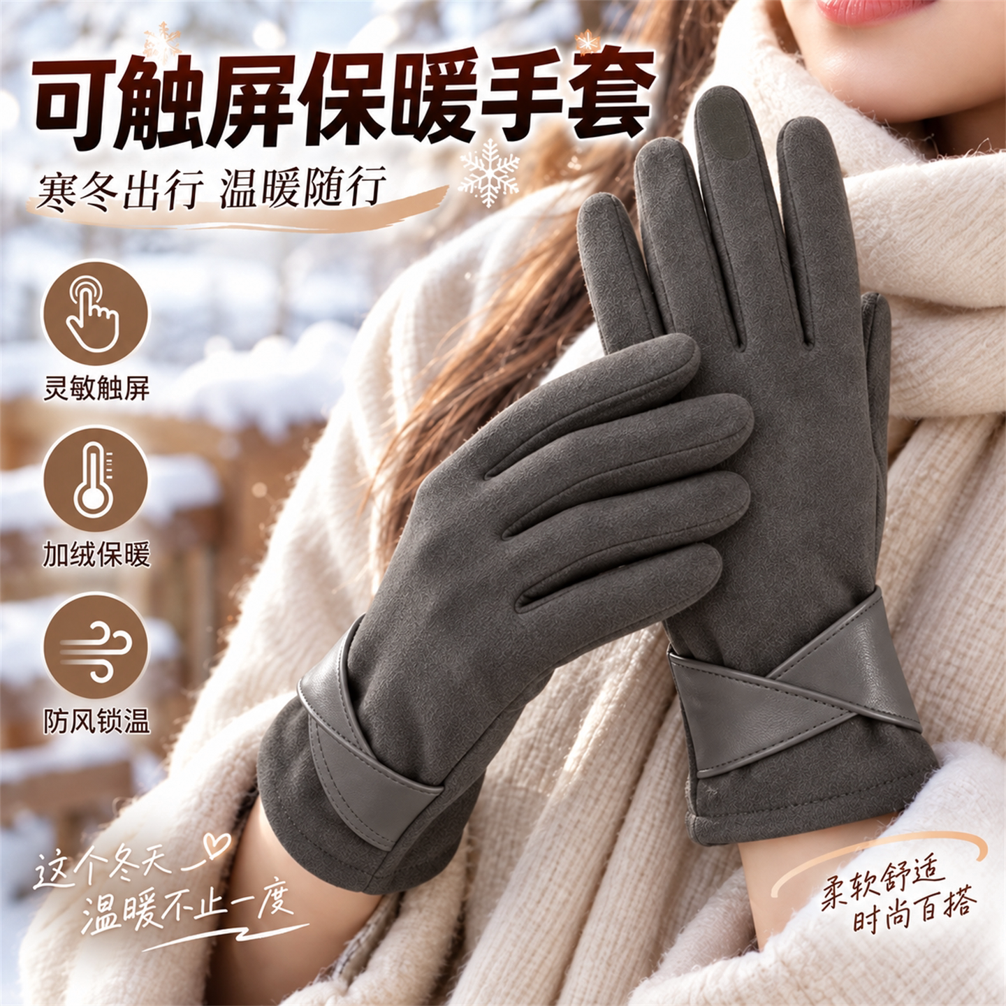新款保暖手套女士户外骑行