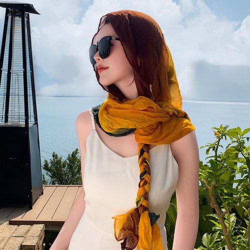 百搭遮阳防晒丝巾帽旅行拍照围巾