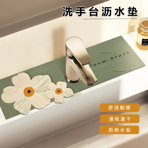 水龙头垫软硅藻泥卫生间吸水速干垫子厨房浴室水池洗手台面厕所垫
